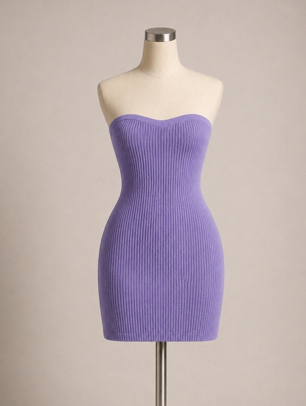 Fashion Nova Strapless Ribbed Bodycon Dress - Lavender Purple